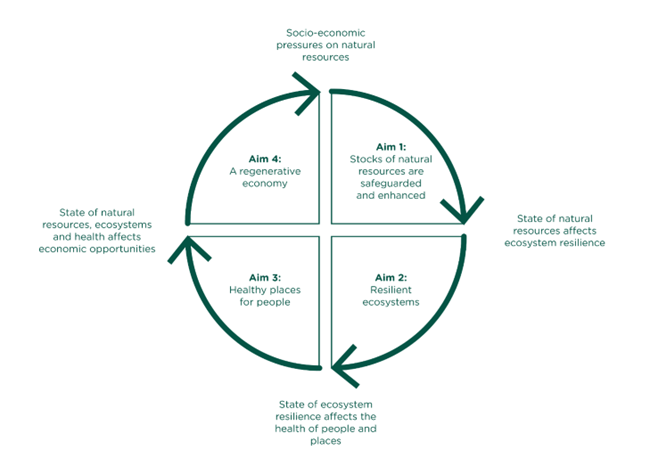 Figure 1 The interconnected aims of SMNR illustrating the links between environmental, social / cultural, and economic well-being