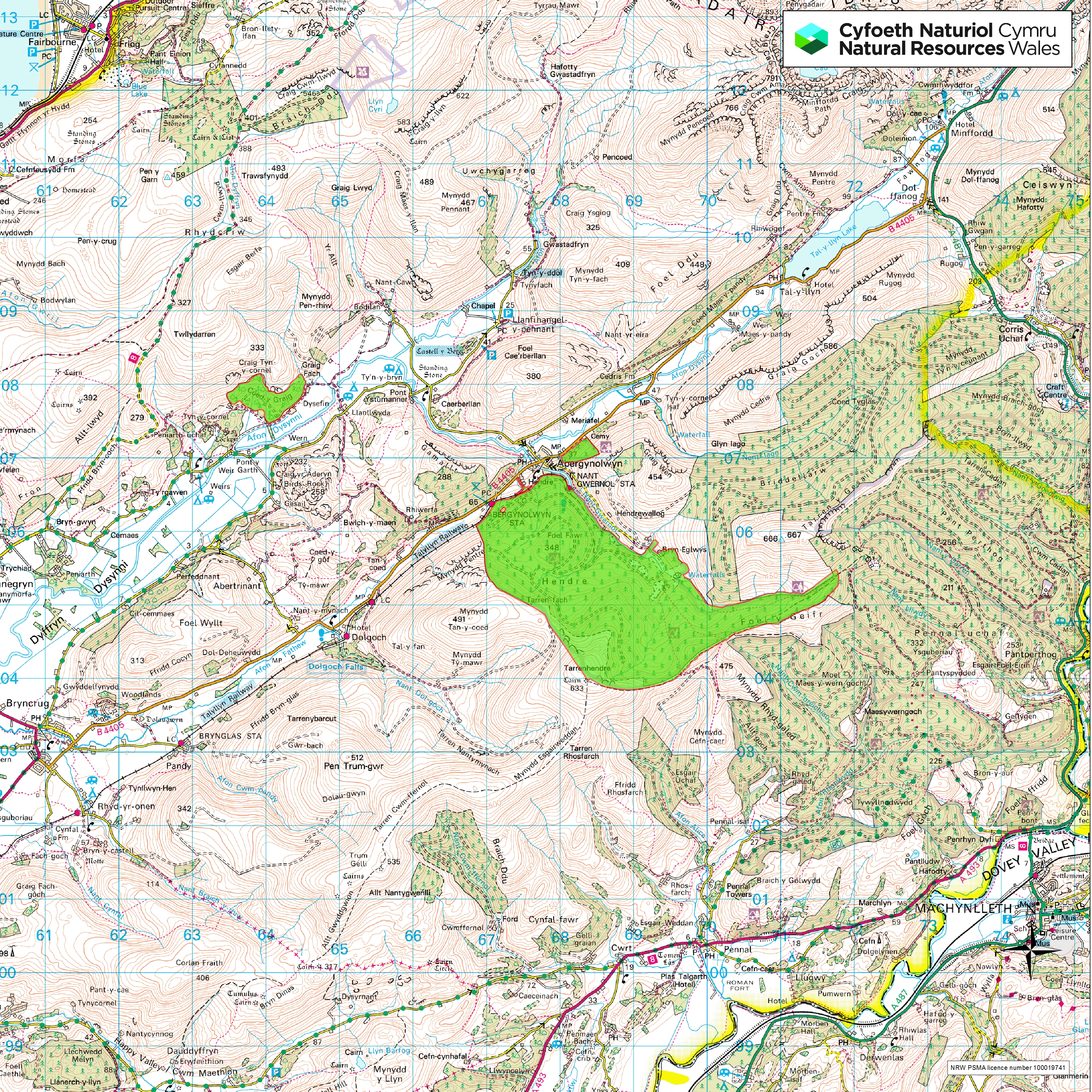 Map lleoliad Abergynolwyn